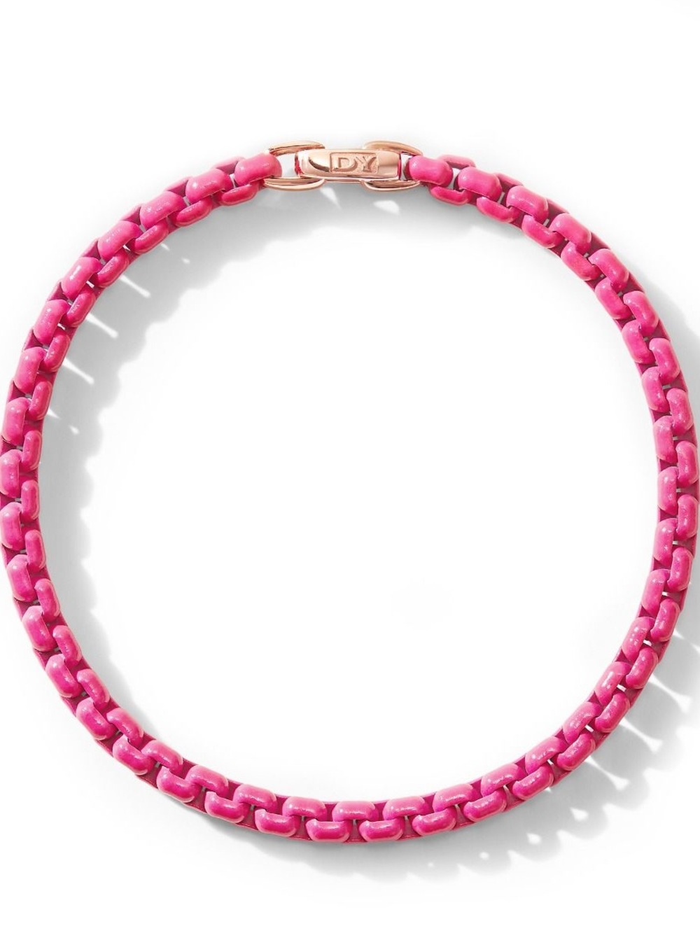 David Yurman Bel Aire Bright Pink box chain bracelet with Rose Gold Clasp